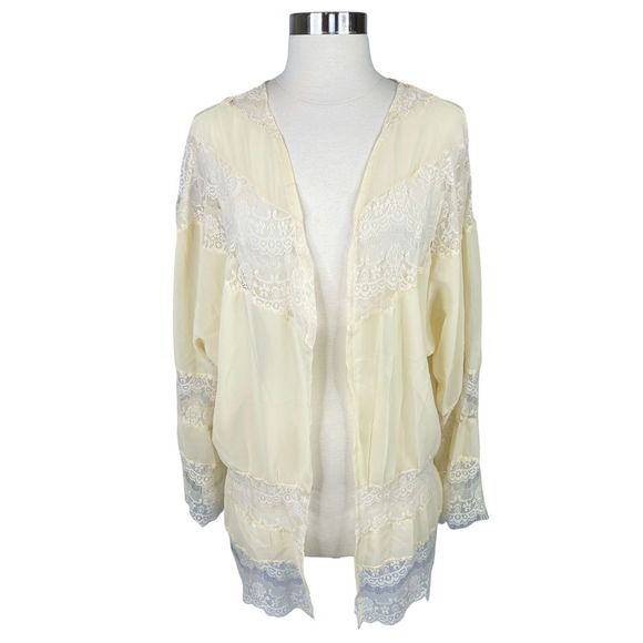 Zanzea Collection Cream Lace Open Front Cardigan/Kimono - Size Medium - Picture 1 of 6